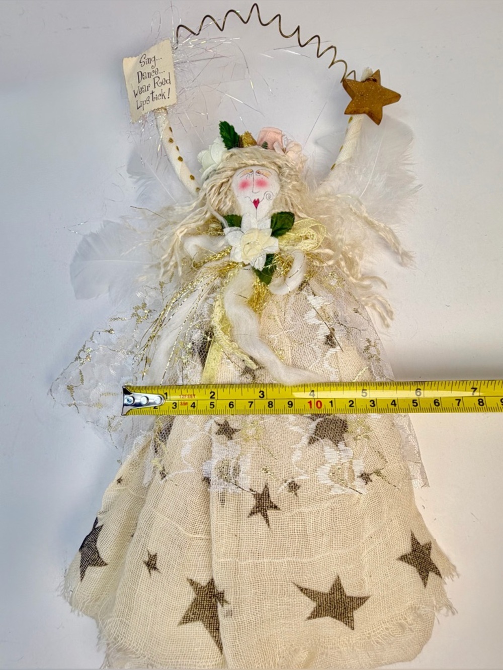 Hanging Angel Doll 15” Cloth Star Sign Cottage Farmhouse Decor - Picture 13 of 13